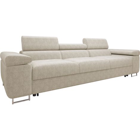 Mobilier1 – Canapé convertible 3 places en velours – Mécanisme dauphin – Ressorts Zig Zag – Pieds en métal – Fabriqué en Union Européenne (1/5)