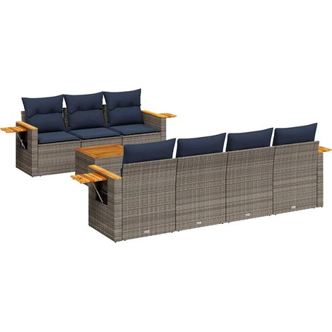 Maison Exclusive - Set Divani da Giardino 8 pz con Cuscini Grigio in Polyrattan (1/5)
