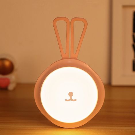 Kreatives Nachttischlicht, wiederaufladbar und berührungsempfindlich, niedliches Nachtlicht zum Füttern von Haustieren, sanftes LED-Licht, Streichellampe, rosa. (1/4)