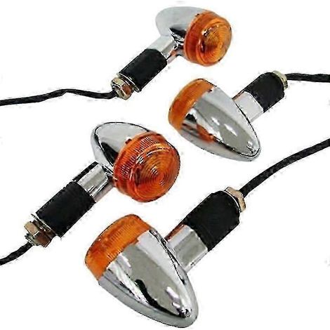 Clignotants chromés pour moto, feux avant et arrière, pour Bobber Chopper (lot de 4) (1/5)