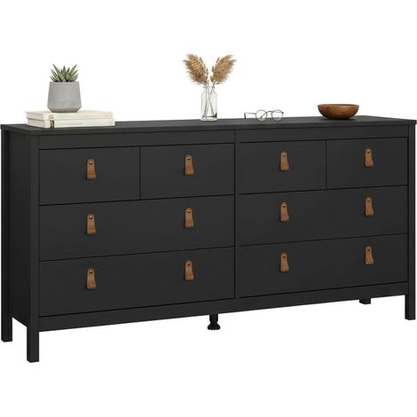 Dmora - Kommode Josette, Wohnzimmerbuffet, Wohnzimmer-Sideboard, Moderne Küchen-Speisekammer, 160x38 h80 cm, Schwarz