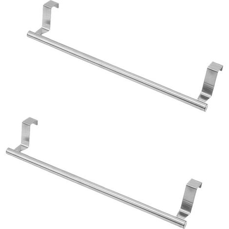 Handtuchhalter für die Türbefestigung, kein Bohren erforderlich, für Küche, Bad und Kleiderschrank, 36 cm, 2 Stück (silber) (1/4)