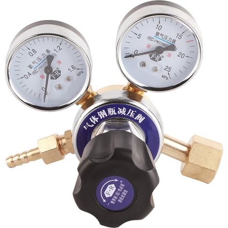 Manomètre régulateur de pression oxygène 15MPa entrée, 1MPa sortie, raccord G5/8 entrée, sortie Ø8mm extérieur, laiton, détendeur oxygène (1/5)
