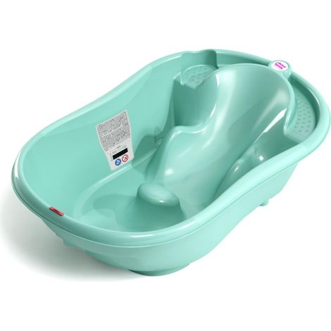 Okbaby Onda Ergonomische Badewanne 0-12 Monate mit Digitalthermometer - Blau (1/5)
