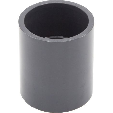 1 Manchon PVC-U 40 mm, Butée Interne, Gris, Raccord Droit, Pression PN16, Piscine Arrosage (1/5)