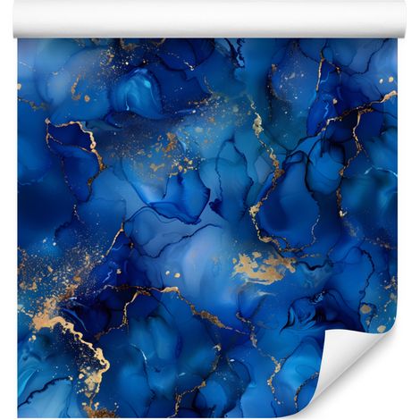 Papier peint bleu encre, bleu marine et azur pour salon et chambre 50x1000 cm (1/5)
