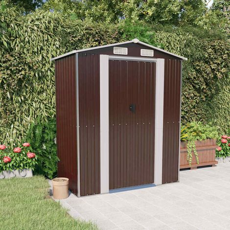 Abri de jardin-Remise Cabane pour outils Marron foncé 192x108x223 cm Métal galvanisé (1/5)