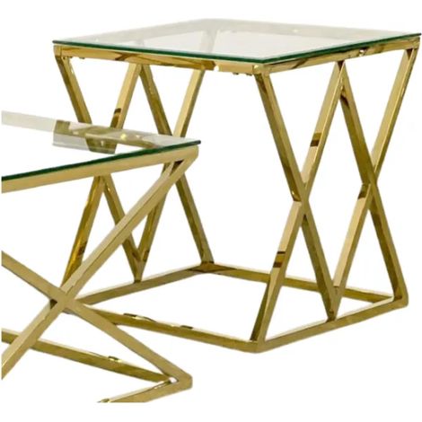 Guéridon TRIANGLE – Finition Gold – 50x50x55 cm (1/2)