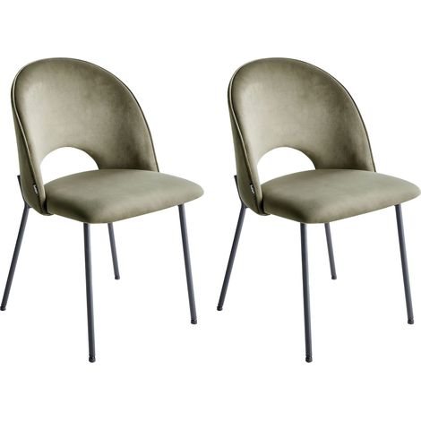 Set of 2 Dining Chairs COVELO Velvet Dark Green