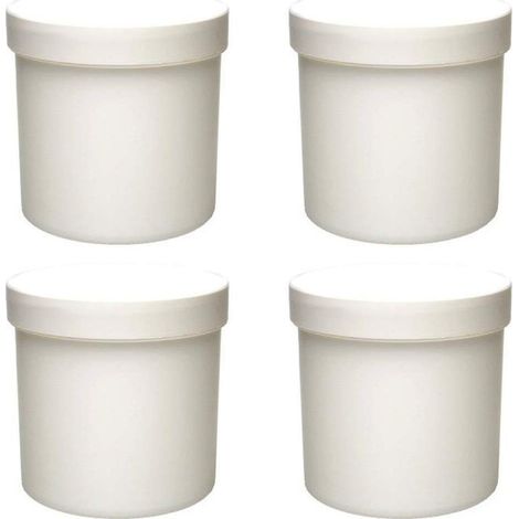 Lot de 4 pots à crème de 250 ml en plastique blanc, de qualité alimentaire, sans BPA fabriqué en Allemagne (1/5)