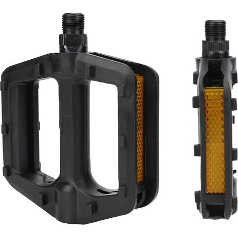 Set di due pedali per mountain bike con strisce riflettenti - pedali antiscivolo per bicicletta - pedali in plastica nera per bicicletta - bici da strada - mountain bike (1/4)