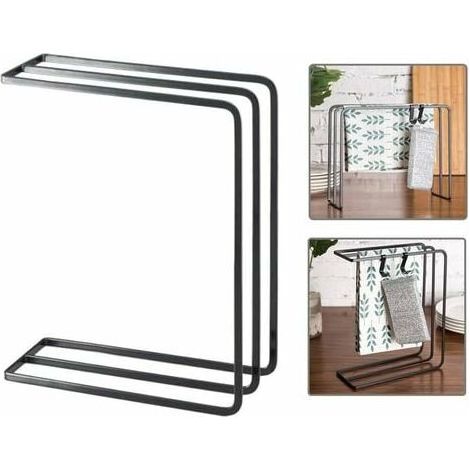 3-Tier Free Standing Kitchen Towel Rack, Kitchen Towel Holder, Towel Holder, Shelves, Towel Bar, Washcloth, Towel Rack, 25 x 10 x 30 cm, Black (1/5)