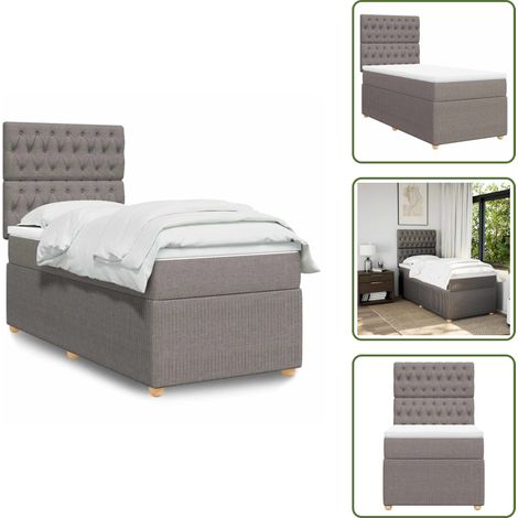 Cabecero ajustable - vidaXL Cama box spring con colchón tela gris taupe 80x200 cm - Colchón ensacado