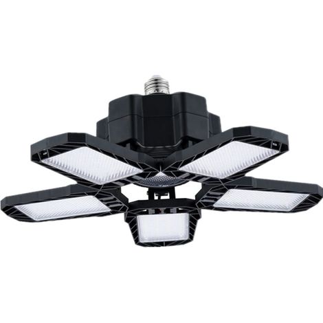 Lot de 2 Éclairage LED Garage 80W, E27/E26 Eclairage Atelier Déformable à 5+1 Panneaux Ajustables, 20000LM Super Brillant Plafonnier LED pour Garages, Sous sol, Atelier, Entrepôt, Bureau [Classe énerg (1/3)