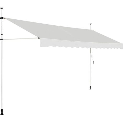 COSTWAY Store Banne Manuel Rétractable de 2 x 1,25M avec Manivelle Hauteur Réglable 200-300CM, Auvent de Terrasse en Aluminium Tissu Oxford Imperméable Anti UV, pour Blacon et Porte (Beige) (1/5)