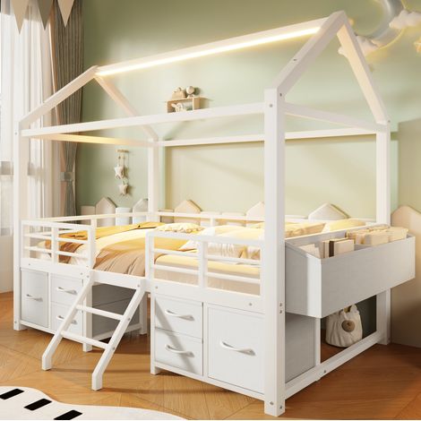 Vitrine 80x35x180 cm MDF blanc LED Bluetooth, 4 portes, rangement et exposition - CHICFURN (1/5)