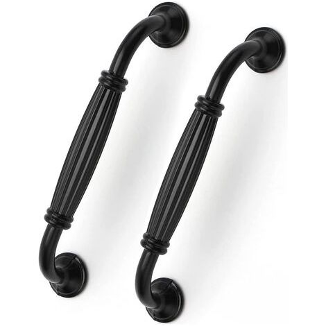Lot de 12 poignées de porte en aluminium noir mat, poignées de tiroir en forme de nœud long pour cuisine, chambre, meubles (12, C (1/4)