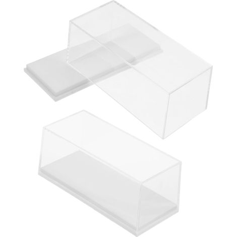 2pièces Petite Vitrine Acrylique Transparente pour Voiture Miniature Boîte De Présentation Étanche avec Base pour Collection Et Exposition (1/5)