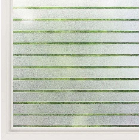 Enowelir Film Fenêtre Electrostatique à Rayures Horizontales, Opaque et Autocollant, Protection Intimité pour Salle de Bain et Cuisine, 45 x 200 cm (1/4)
