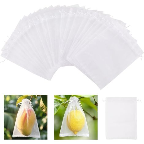 100 Sac Protection Fruits Sacs Filets 17 x 23 cm, Filets Protection des Grappes de Raisins Contre Les Oiseaux et Insectes Guêpes Frelons - Blanc (1/5)