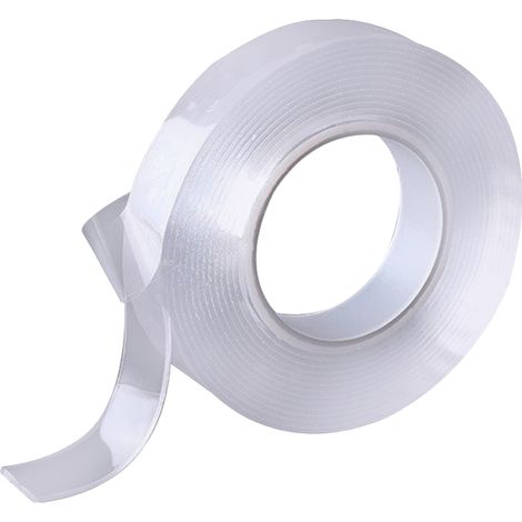 Ruban adhésif lavable, sans traces, double face, transparent, réutilisable et découpable, accessoire ménager facile à nettoyer (1/5)