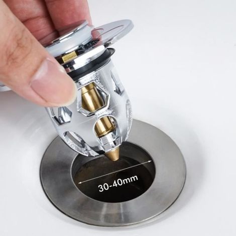 Bouchon de vidange en acier inoxydable - - Up évier universel - Diamètre de vidange de 34 mm à 40 mm (1/3)
