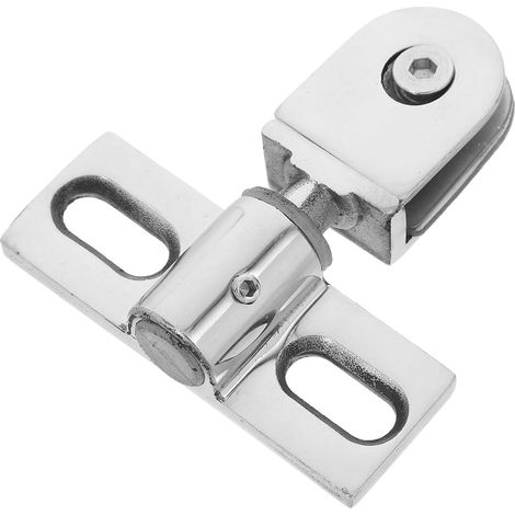 Charnières de porte de en verre pivotantes acier inoxydable argent 1 set avec vis et joints ouverture bidirectionnelle pour salle de bain (1/5)