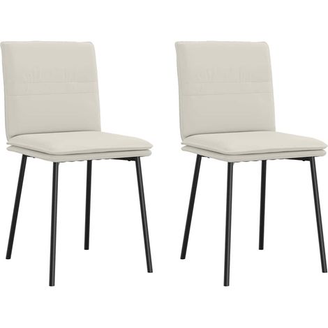 Esszimmerstühle 2 Stk. Creme Samt