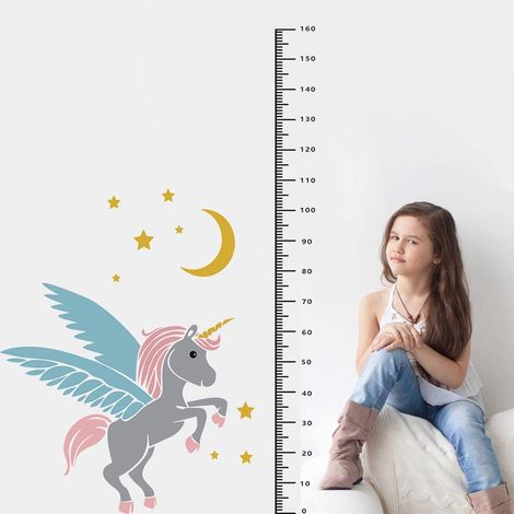 Décor mural Licorne autocollant hauteur mesure stickers muraux déco chambre salon TV (1/5)
