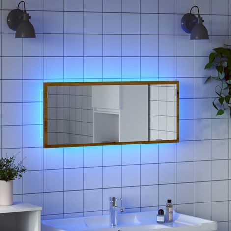 vidaXL Miroir de salle de bain à LED chêne artisanal bois d'ingénierie