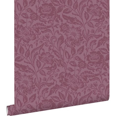 papier peint fleurs vintage violet aubergine - ESTAhome (1/5)