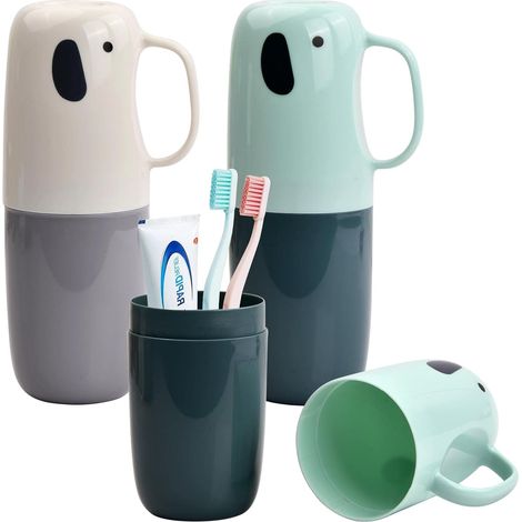 Juego de 2 vasos de viaje con asas, portátiles para niños, para acampar y hacer senderismo.