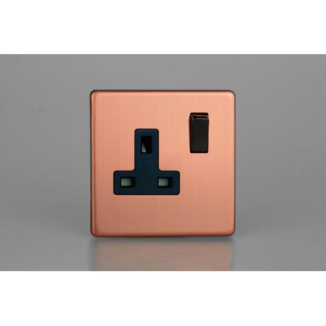 Brushed Copper 1-Gang 13A Double Pole Switched Socket