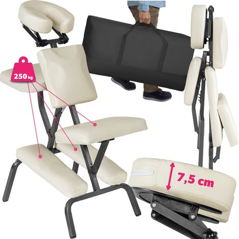 Fauteuil de massage en cuir synthétique pliable rembourré sac beige