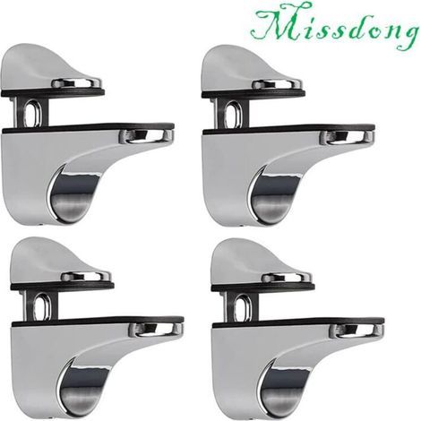Support D'étagère en Verre Réglable, 4 Pcs Support D'étagère en Verre, Pince en Verre à Fixation Murale, Support pour Étagères en Verre, pour Tablette Verre (1/4)