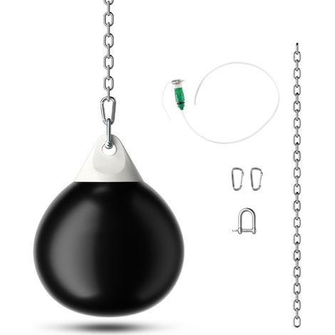 Sac de Frappe à Eau avec Crochet Chaîne Métallique Réglable Boucles d'Assurance et Injection d'Eau pour Boxe Suspendue Charge Max 50KG Noir CW1080 Maison Chic (1/2)