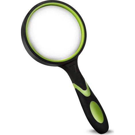 Lente d'ingrandimento 10x portatile per la lettura, ideale per anziani e bambini, con impugnatura in gomma antiscivolo per leggere e per il tempo libero. (1/5)