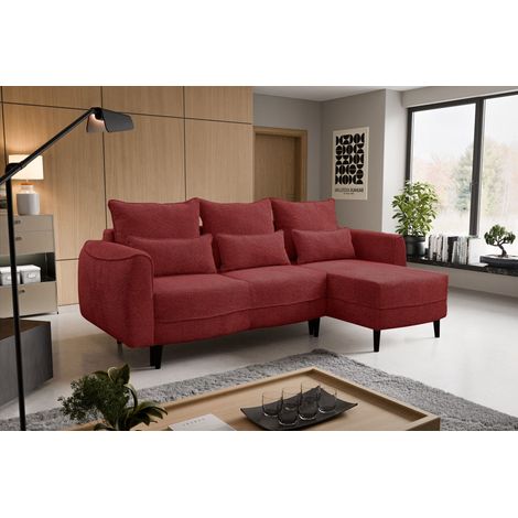 Ecksofa Selio mit Schlaffunktion und Bettzeugcontainer Rotwein Rechts (1/5)