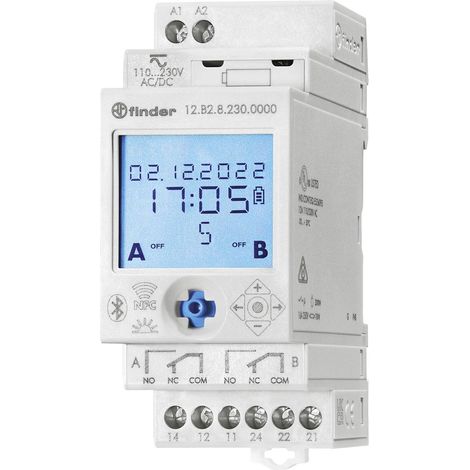 Finder – Minuterie numérique 110-230V – Programmable avec alimentation 12A – Pour tableau électrique – Installation facile (1/2)