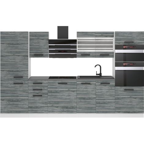 Belini Cuisine Equipee Complete Mila Muebles de Cuisine Complets - 300 cm. Cuisine Complete avec Plan de Travail, chêne Glamour (1/4)