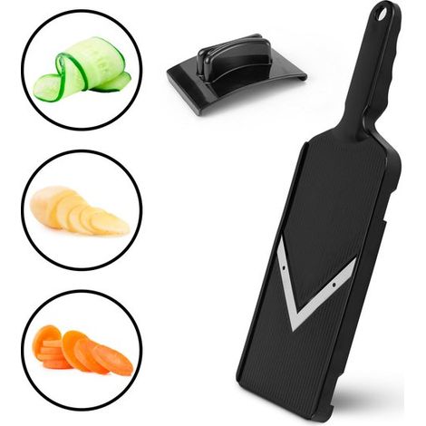 Mandoline - Trancheuse à légumes - Mandoline professionnelle avec lame en V - Protection anti-doigts incluse - Trancheuse à légumes et fruits en acier inoxydable - Pliable, sûre et compacte - Aide-cui (1/5)