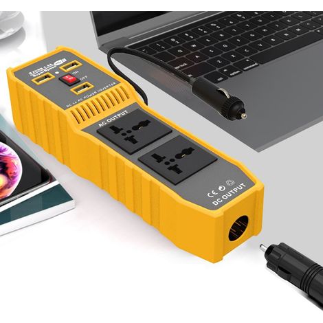 Adaptateur de prise pour voiture avec 3 ports USB, 2 prises universelles, 1 prise allume-cigare, convertisseur DC12V vers AC110V, convertisseur de voiture 200W. (1/5)