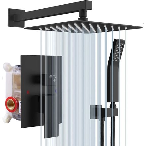 Système de douche de 20 cm (8 pouces), ensemble de robinetterie murale comprenant une vanne et un kit de décoration de douche, chrome poli (1/5)