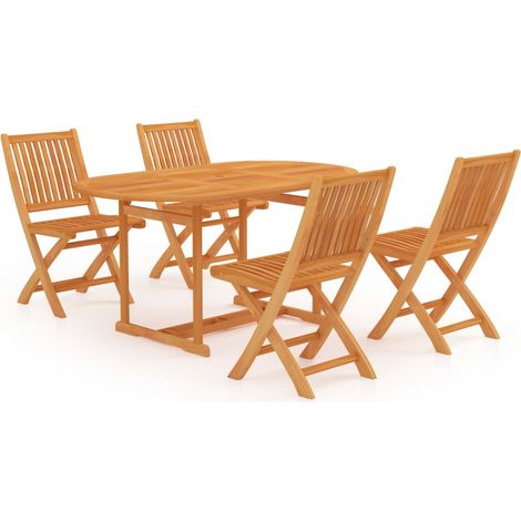 Conjunto de comedor de jardín 5 piezas madera maciza de teca vidaXL (1/5)