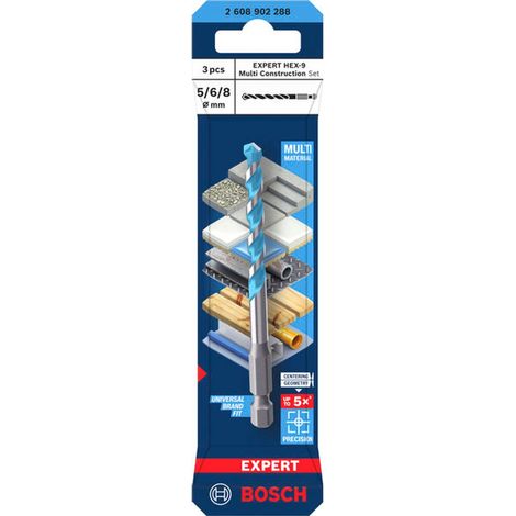 Bosch EXPERT Bohrer HEX-9 Multi Construction-Set, D= 5 / 6 / 8 mm, 3-tlg.