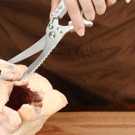 Ciseaux de cuisine, ciseaux à volaille en acier inoxydable, ciseaux ménagers à ressort, ciseaux de cuisine multifonctions (1/5)