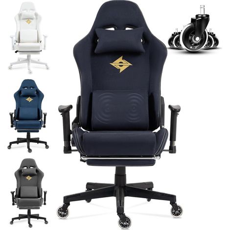 Dowinx Gaming Stuhl Bürostuhl mit Massage und Wildleder-Stoff Blau-Schwarz (1/5)