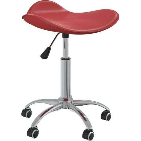 Tabouret de coiffeur à roulettes, rouge bordeaux, simili cuir (1/5)