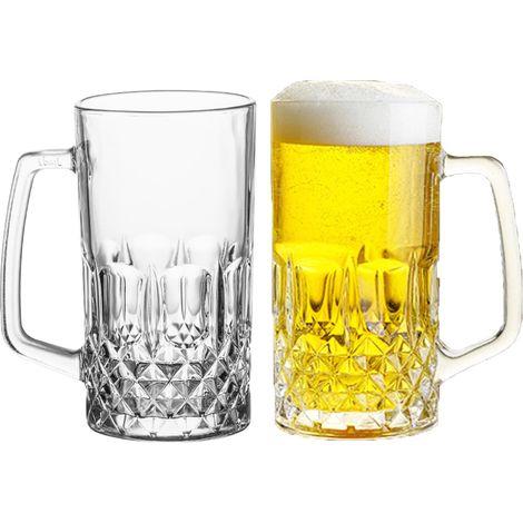 Lot de 2 chopes à bière de 0,5 l avec anse - Pour fêtes, bars, restaurants, fêtes de bière, passent au lave-vaisselle (1/5)