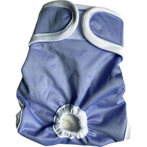 Couches pour chiennes, sous-vêtements pour animaux, lavables, respirants, faciles à enfiler, résistants, imperméables et absorbants. Vêtements pour chats ajustables.-Blue Size M (1/5)